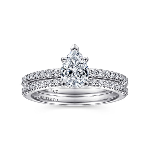 14K White Gold Pear Shape Diamond Engagement Ring