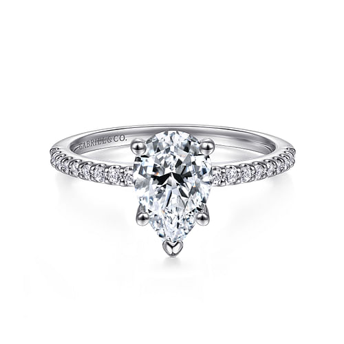 14K White Gold Pear Shape Diamond Engagement Ring