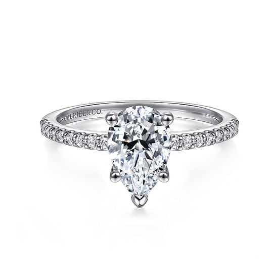 Gabriel - 14K White Gold Pear Shape Diamond Engagement Ring