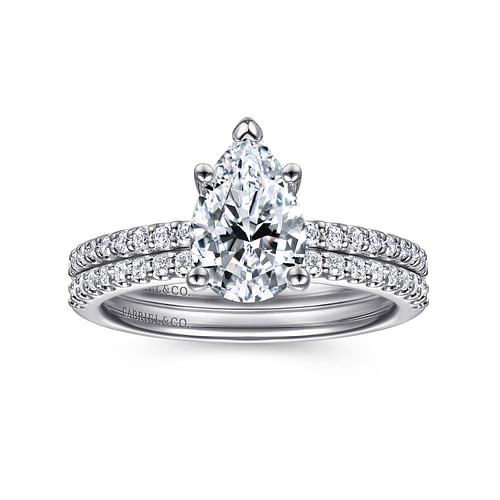 14K White Gold Pear Shape Diamond Engagement Ring