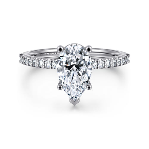 14K White Gold Pear Shape Diamond Engagement Ring