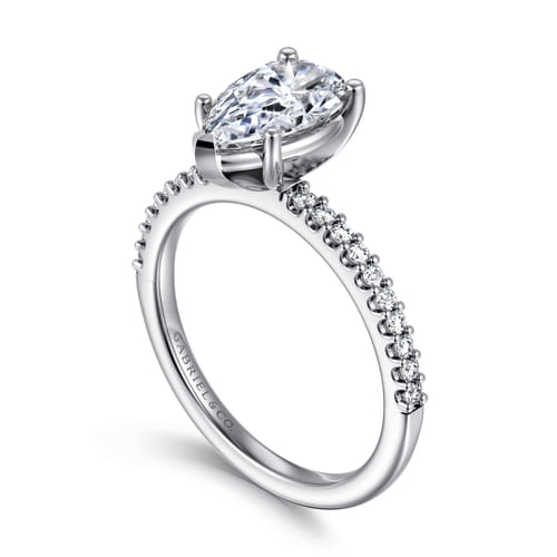 14K White Gold Pear Shape Diamond Engagement Ring