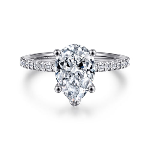 14K White Gold Pear Shape Diamond Engagement Ring
