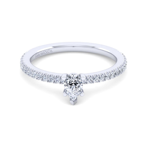 14K White Gold Pear Shape Diamond Engagement Ring