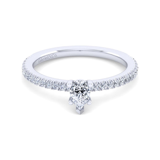 Gabriel - 14K White Gold Pear Shape Diamond Engagement Ring