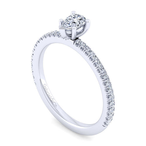 14K White Gold Pear Shape Diamond Engagement Ring