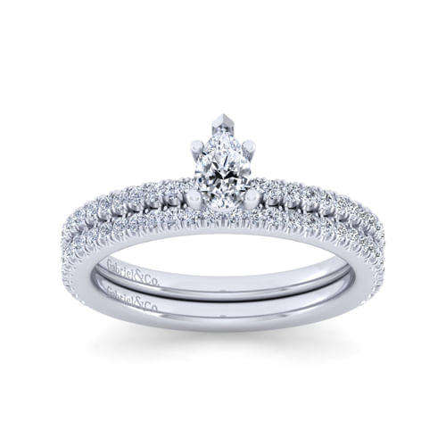 14K White Gold Pear Shape Diamond Engagement Ring