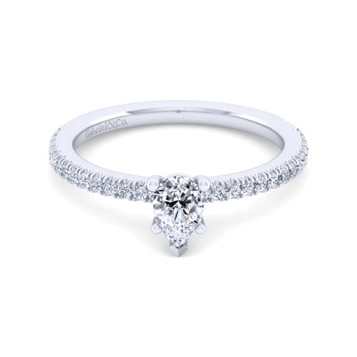 14K White Gold Pear Shape Diamond Engagement Ring