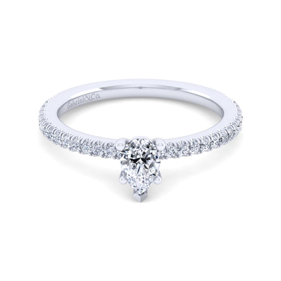 Gabriel - 14K White Gold Pear Shape Diamond Engagement Ring