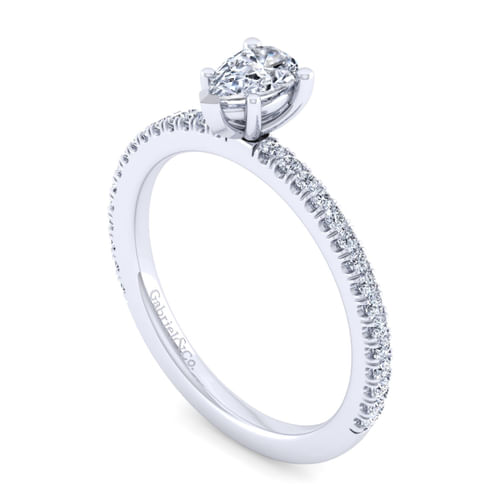 14K White Gold Pear Shape Diamond Engagement Ring