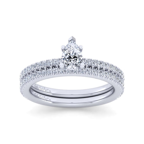 14K White Gold Pear Shape Diamond Engagement Ring