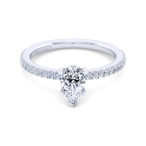 14K White Gold Pear Shape Diamond Engagement Ring