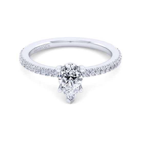 Gabriel - 14K White Gold Pear Shape Diamond Engagement Ring
