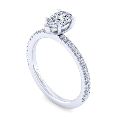 14K White Gold Pear Shape Diamond Engagement Ring