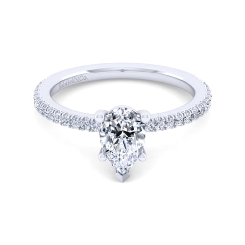 14K White Gold Pear Shape Diamond Engagement Ring