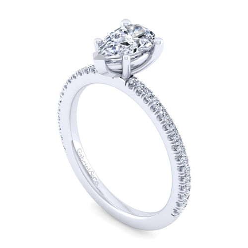 14K White Gold Pear Shape Diamond Engagement Ring
