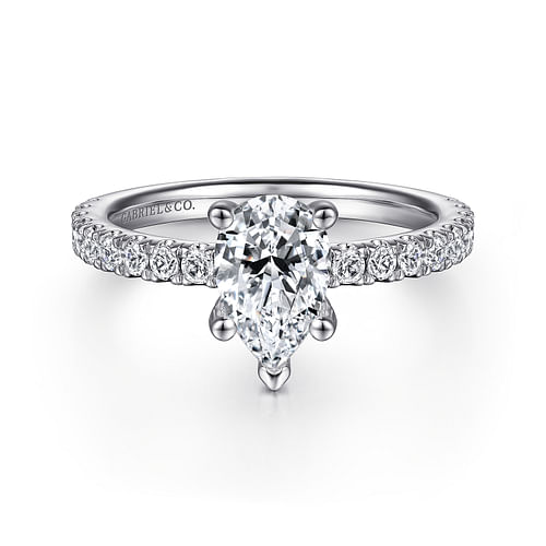 14K White Gold Pear Shape Diamond Engagement Ring