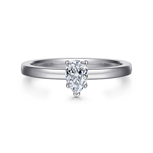 14K White Gold Pear Shape Diamond Engagement Ring