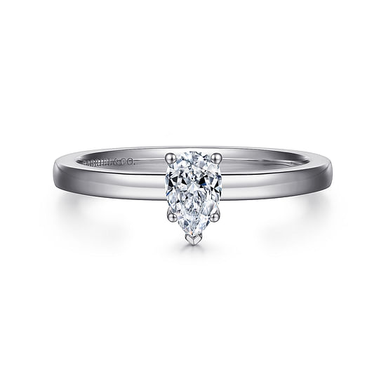 Gabriel - 14K White Gold Pear Shape Diamond Engagement Ring