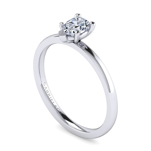 14K White Gold Pear Shape Diamond Engagement Ring