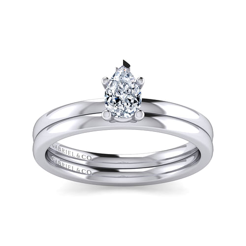 14K White Gold Pear Shape Diamond Engagement Ring