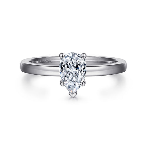 14K White Gold Pear Shape Diamond Engagement Ring