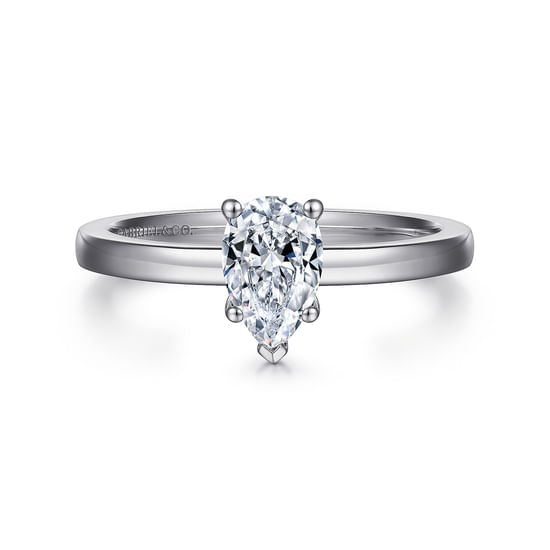 Gabriel - 14K White Gold Pear Shape Diamond Engagement Ring