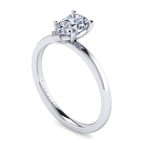 14K White Gold Pear Shape Diamond Engagement Ring