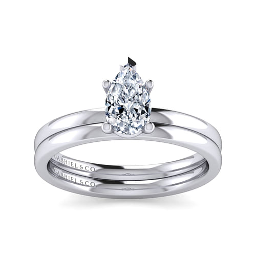 14K White Gold Pear Shape Diamond Engagement Ring