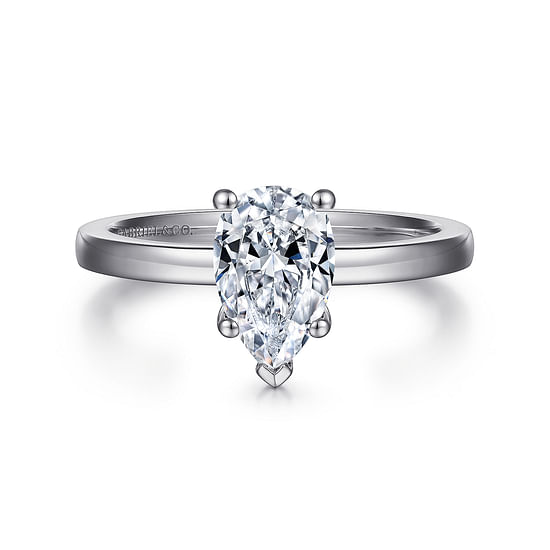 Gabriel - 14K White Gold Pear Shape Diamond Engagement Ring