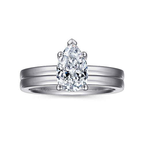 14K White Gold Pear Shape Diamond Engagement Ring