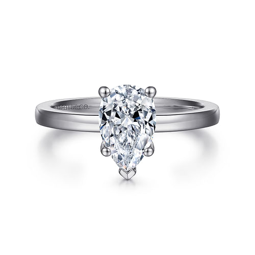 14K White Gold Pear Shape Diamond Engagement Ring