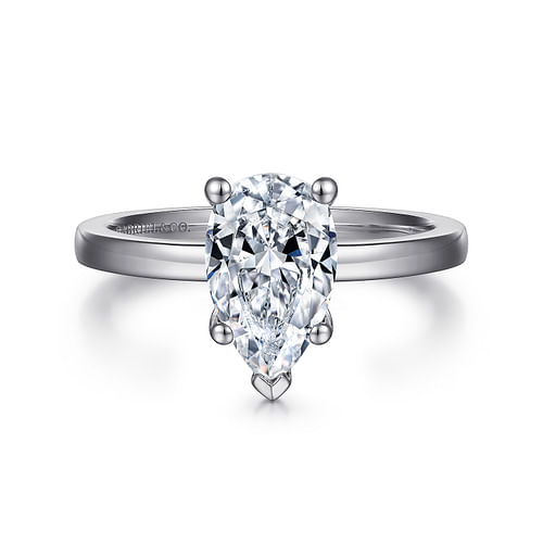 14K White Gold Pear Shape Diamond Engagement Ring
