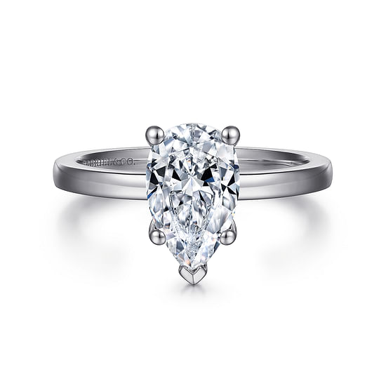 Gabriel - 14K White Gold Pear Shape Diamond Engagement Ring