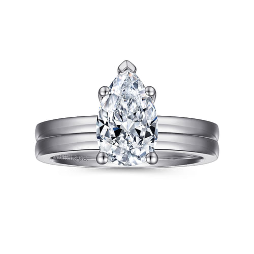 14K White Gold Pear Shape Diamond Engagement Ring