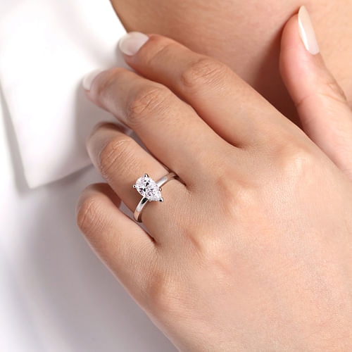 14K White Gold Pear Shape Diamond Engagement Ring