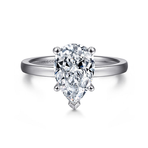 14K White Gold Pear Shape Diamond Engagement Ring