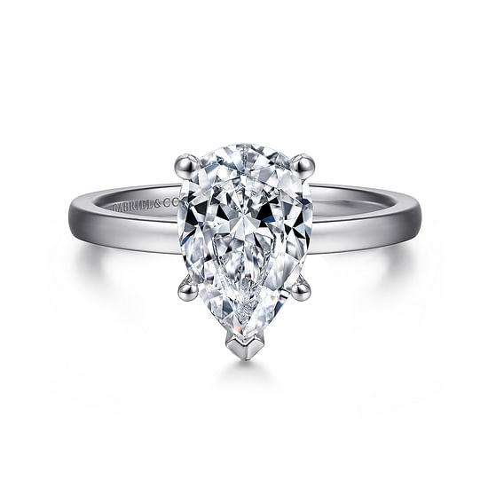 Gabriel - 14K White Gold Pear Shape Diamond Engagement Ring