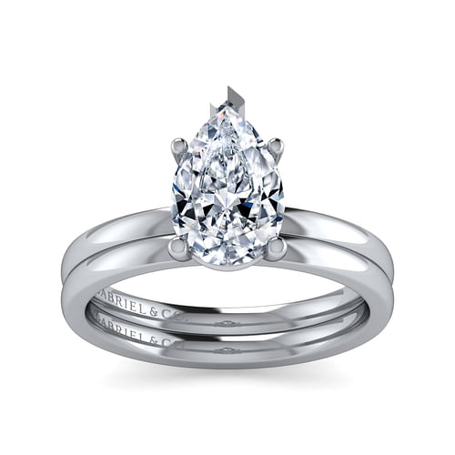 14K White Gold Pear Shape Diamond Engagement Ring