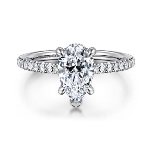 14K White Gold Pear Shape Diamond Engagement Ring