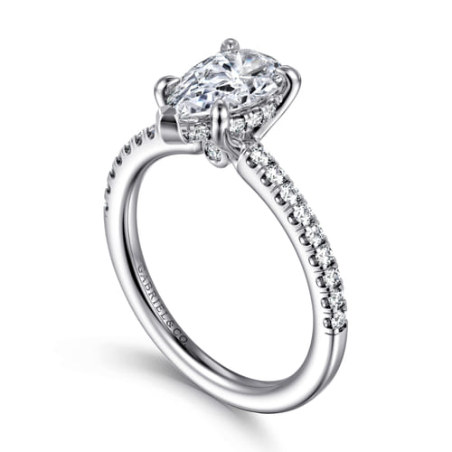 14K White Gold Pear Shape Diamond Engagement Ring