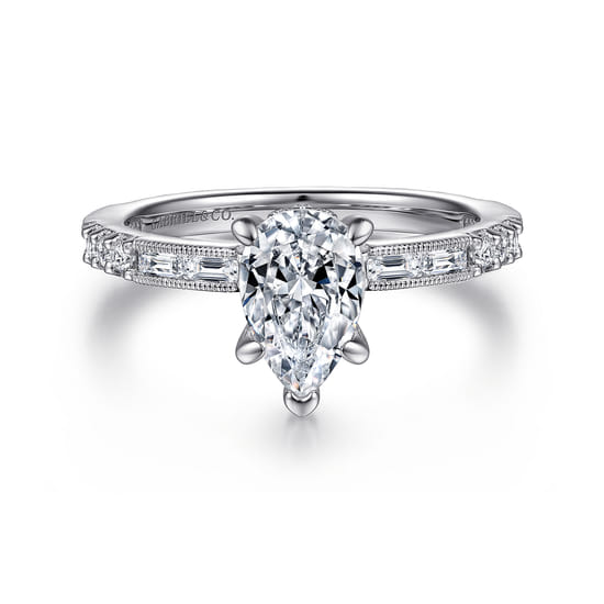Gabriel - 14K White Gold Pear Shape Diamond Engagement Ring Gabriel - 14K White Gold Pear Shape Diamond Engagement Ring
