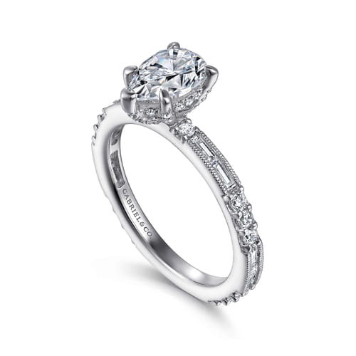 14K White Gold Pear Shape Diamond Engagement Ring