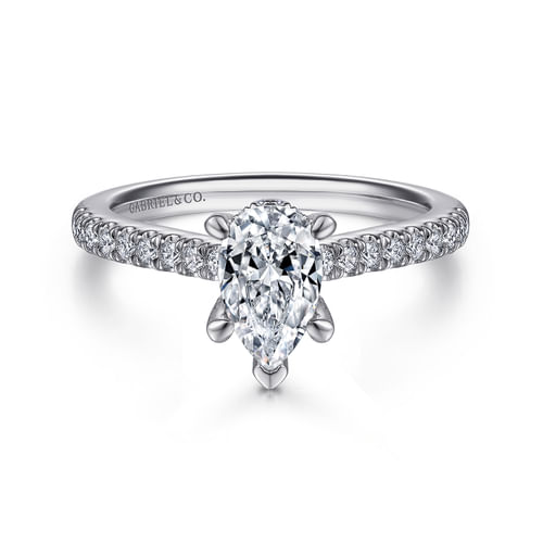 14K White Gold Pear Shape Diamond Engagement Ring