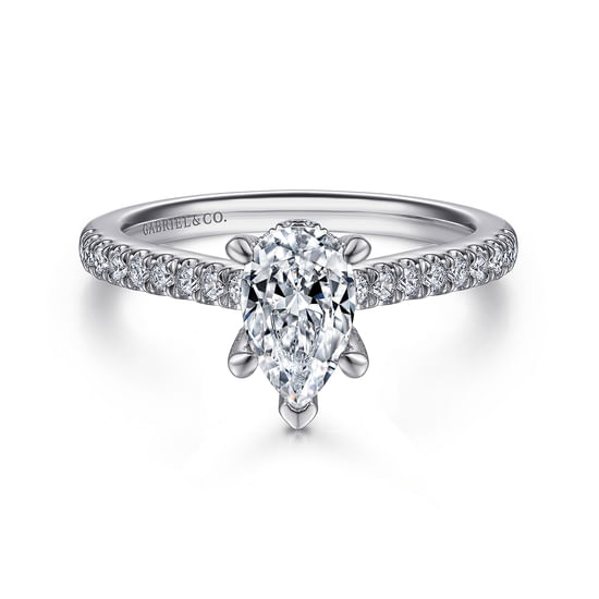 Gabriel - 14K White Gold Pear Shape Diamond Engagement Ring