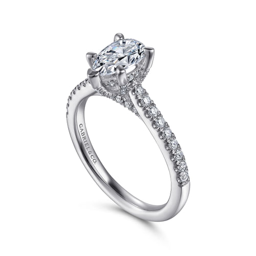 14K White Gold Pear Shape Diamond Engagement Ring