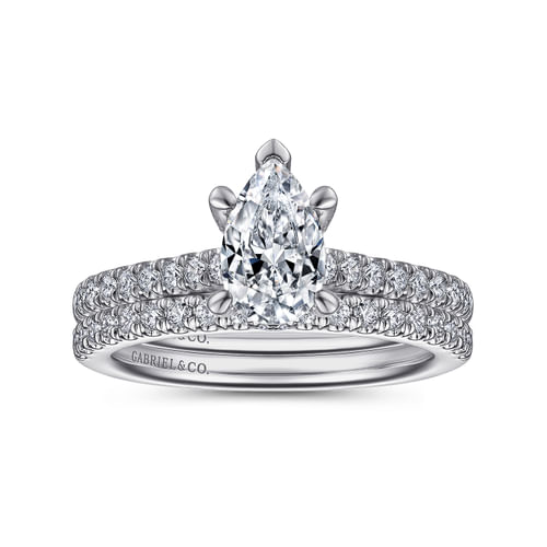 14K White Gold Pear Shape Diamond Engagement Ring