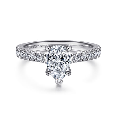 14K White Gold Pear Shape Diamond Engagement Ring