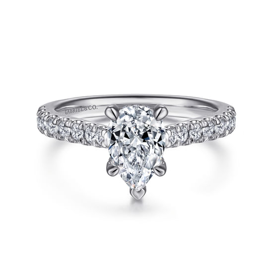 Gabriel - 14K White Gold Pear Shape Diamond Engagement Ring