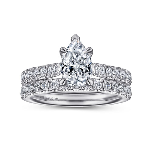 14K White Gold Pear Shape Diamond Engagement Ring